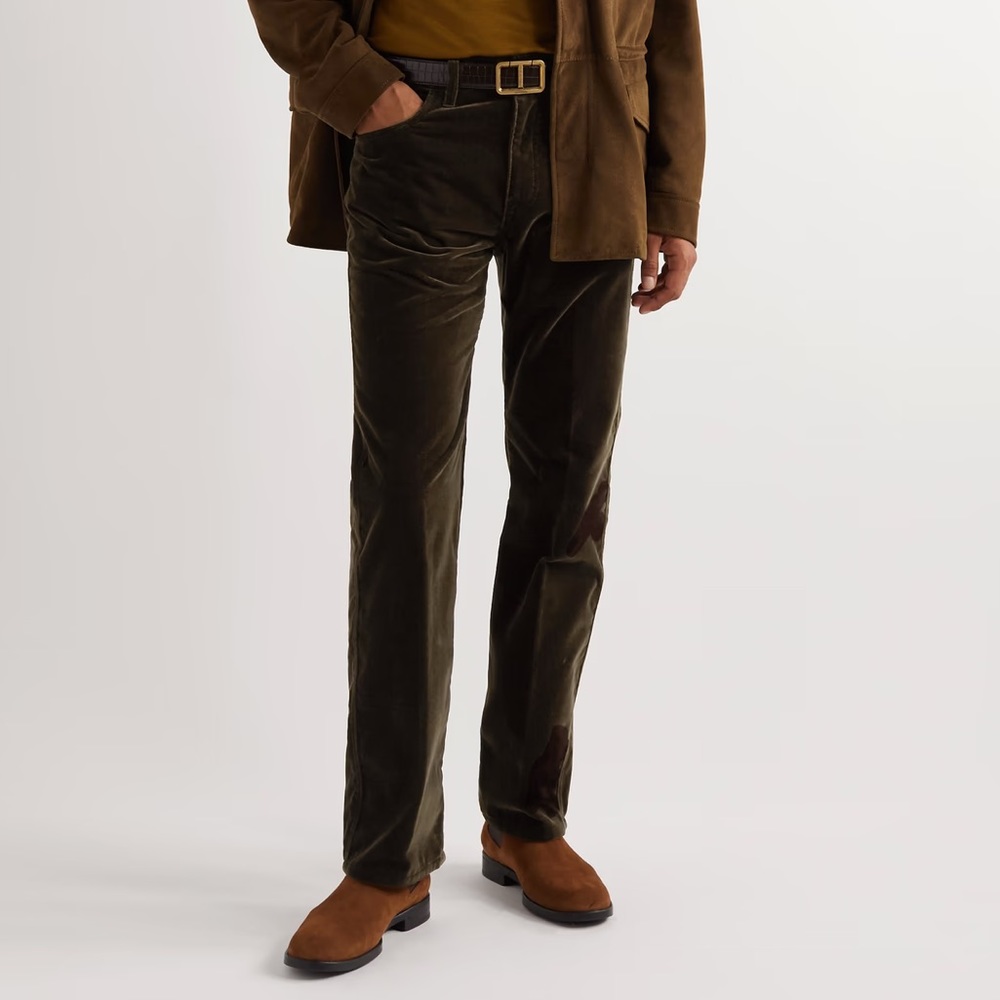 BRAND NEW TOD'S Tan Flared Cotton-Velvet Trousers in XL